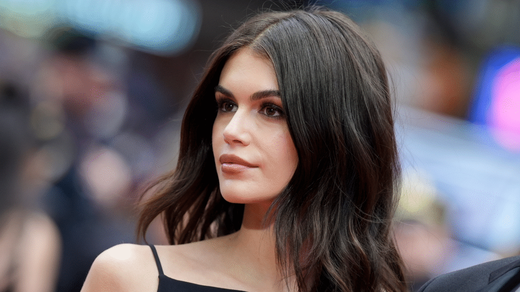 Kaia Gerber hosted a Library Science event in a halter LBD and brown ballet flats