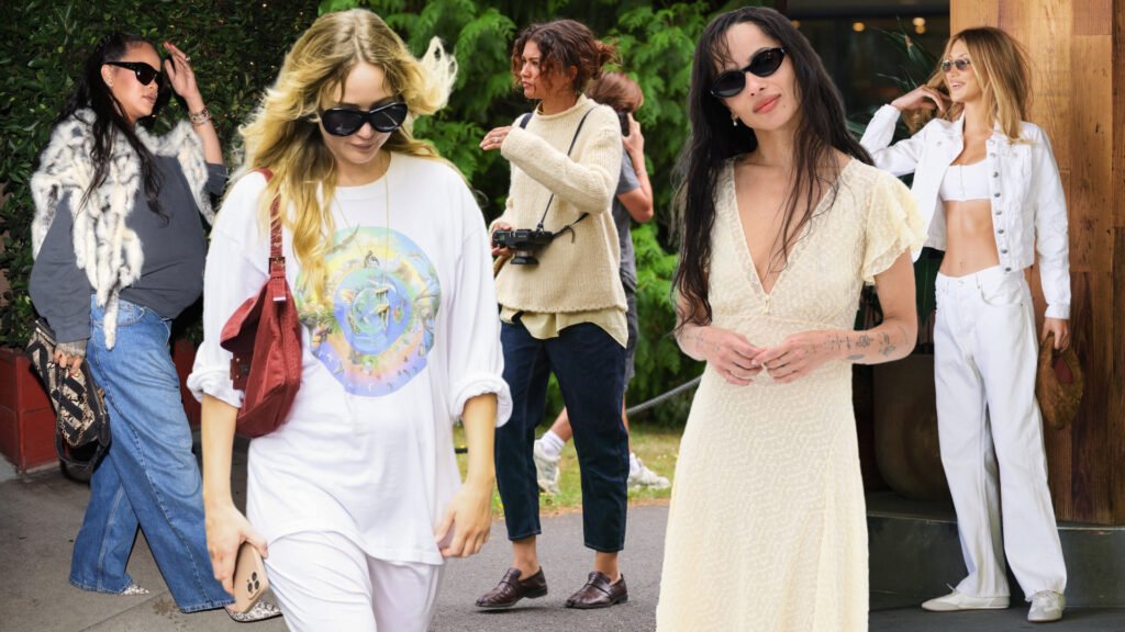 Rihanna, Jennifer Lawrence, Zendaya, Zoë Kravitz, and Bella Hadid model fall 2025 trends while walking in new york city