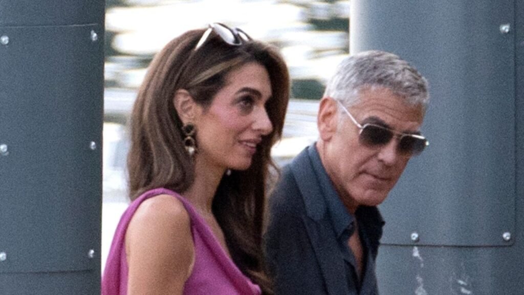 Amal Clooney Trades Disco Fringe for a Thigh-High Slit