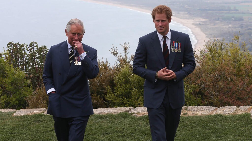 GALLIPOLI, TURKEY - APRIL 25: Prince Harry chats with Prince Charles, Prince of Wales during a visit to The Nek, a narrow stretch of ridge in the Anzac battlefield on the Gallipoli Peninsula, as part of commemorations marking the 100th anniversary of the Battle of Gallipoli on April 25, 2015 in Gallipoli,Turkey. Turkish and Allied powers representatives, as well as family members of those who served, are commemorating the 100th anniversary of the Gallipoli campaign with ceremonies at memorials across the Gallipoli Peninsula. The Gallipoli land campaign, in which a combined Allied force of British, French, Australian, New Zealand and Indian troops sought to occupy the Gallipoli Peninsula and the strategic Dardanelles Strait during World War I, began on April 25, 1915 against Turkish forces of the Ottoman Empire. The Allies, unable to advance more than a few kilometers, withdrew after eight months. The campaign cost the Allies approximately 50,000 killed and up to 200,000 wounded, the Ottomans approximately 85,000 killed and 160,000 wounded. (Photo by Niall Carson-Pool/Getty Images)