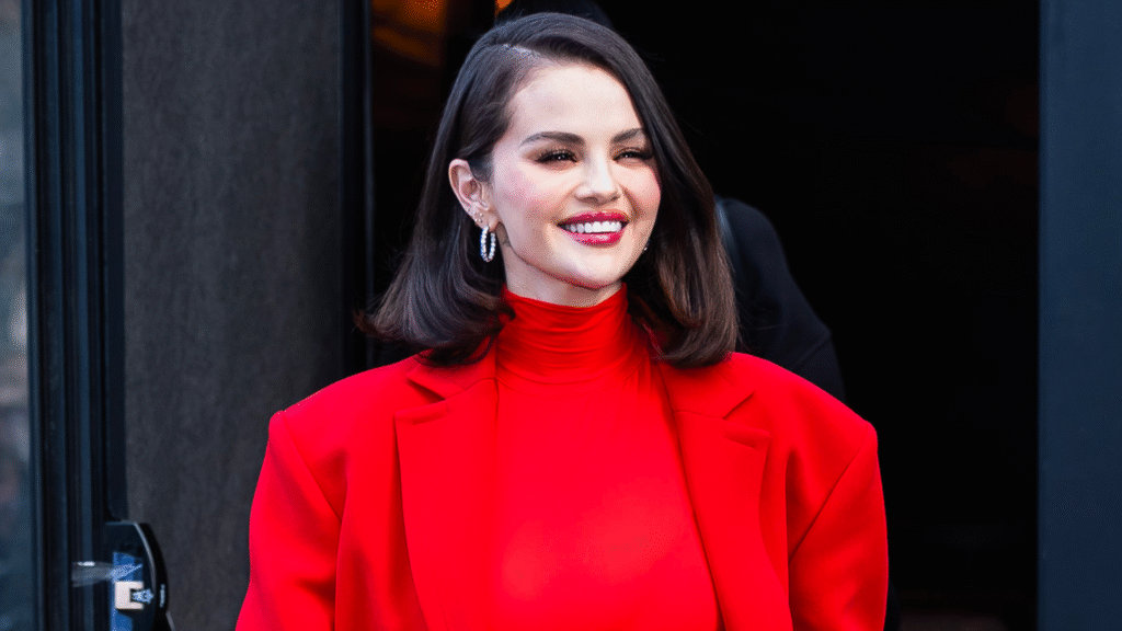 Selena Gomez met the cast of Love Island in a white Cult Gaia dress