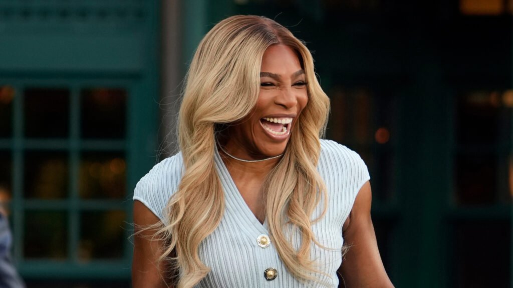 Serena Williams speaks at the 2025 Induction Celebration weekend at the International Tennis Hall of Fame on Saturday, August 23, 2025