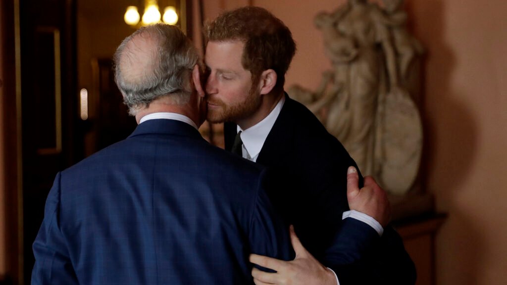 LONDON, ENGLAND - FEBRUARY 14: Prince Harry and Prince Charles, Prince of Wales arrive to attend the 'International Year of The Reef' 2018 meeting at Fishmongers Hall on February 14, 2018 in London, England. (Photo by Matt Dunham - WPA Pool/Getty Images)