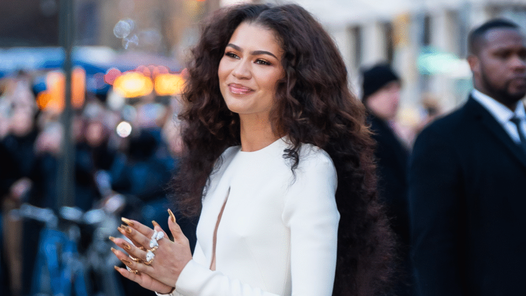 Zendaya tapped into the ballet sneakers trend with a lace-up black pair