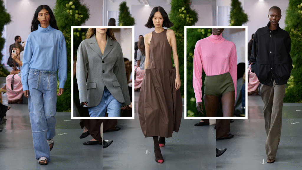 models on the Tibi runway wearing fall color combinations