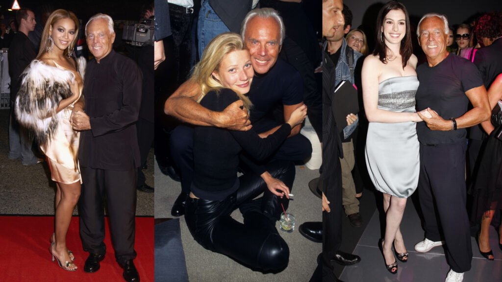 Giorgio Armani, the Maestro Who Transformed Fashion, Dies at 91 Giorgio Armani poses with various celebrities on the red carpet including Beyonce and Gwyneth Paltrow