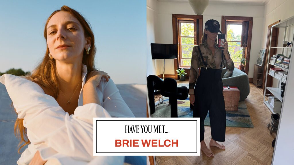 a portrait and photo of Brie Welch with Marie Claire's Have You Met graphics