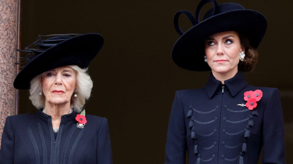 Queen Camilla and Kate Middleton wear black