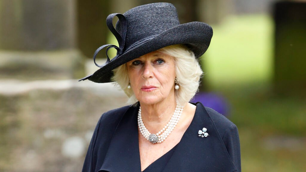 CHATSWORTH, UNITED KINGDOM - OCTOBER 02: (EMBARGOED FOR PUBLICATION IN UK NEWSPAPERS UNTIL 48 HOURS AFTER CREATE DATE AND TIME) Camilla, Duchess of Cornwall attends the funeral of Deborah, Dowager Duchess of Devonshire at St Peter's Church, Edensor on October 2, 2014 in Chatsworth, England. Deborah Cavendish, Dowager Duchess Of Devonshire, the last surviving Mitford sister, died aged 94 on September 24, 2014. Deborah was known as the 'housewife duchess', and her noted business acumen made Chatsworth House one of the most successful and profitable stately homes in England. (Photo by Max Mumby/Indigo/Getty Images)