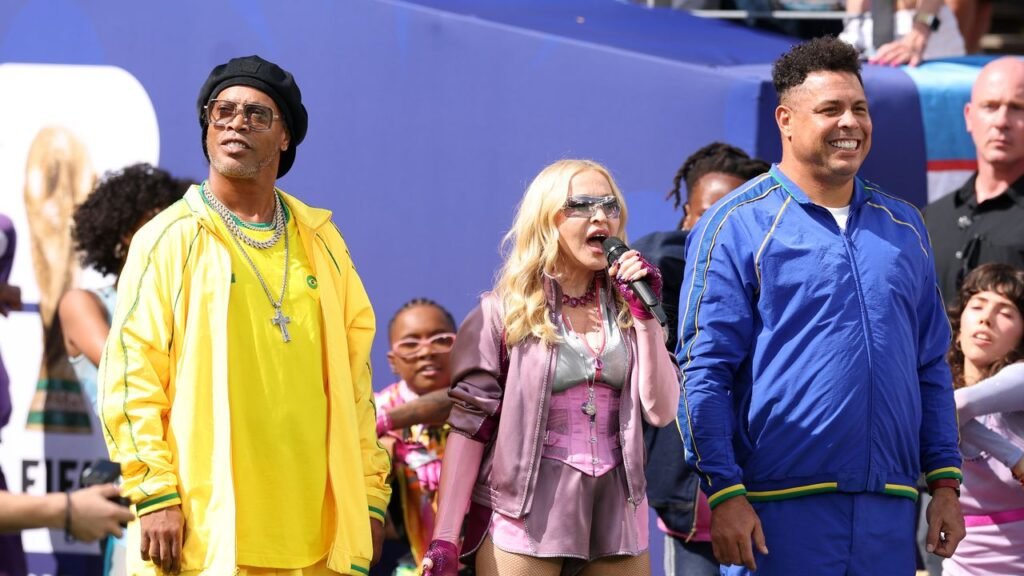 Madonna Played Keeper in Swarovski-Covered Gloves at the 2026 World Cup Halftime Show Madonna Played Keeper in Swarovski-Covered Gloves at the 2026 World Cup Halftime Show
