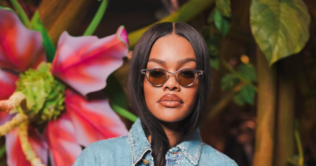 Teyana Taylor Wore A Knee-Length Copper Silk Press To The Balenciaga Haute Couture Show