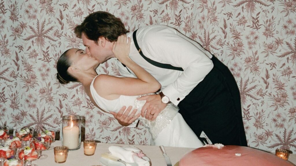 This Interior Designer’s Hamptons Wedding Featured Bespoke Patterned Wallpaper and a Pink Principessa Cake