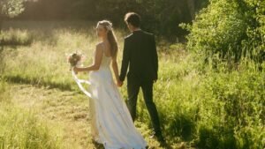 The Bride Wore an Antique Wax Flower Crown for Her Backyard Wedding in the Hudson Valley